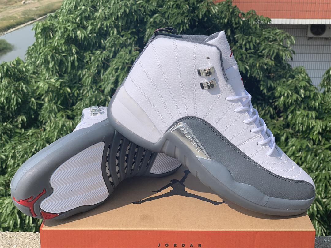 2019 Men Jordan 12 Retro White Dark Grey Shoes